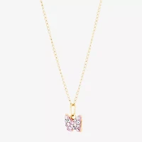 Limited Quantities! Girls Lab Created Multi Color Crystal 14K Gold Butterfly 13 Inch Pendant Necklace