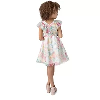 Rare Editions Toddler Girls Embellished Short Sleeve Flutter Empire Waist Dress
