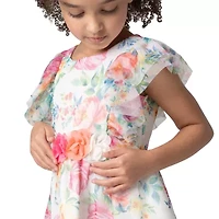 Rare Editions Toddler Girls Embellished Short Sleeve Flutter Empire Waist Dress
