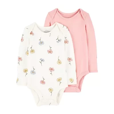 Carter's Purelysoft Baby Girls Crew Neck Long Sleeve 2-pc. Bodysuit