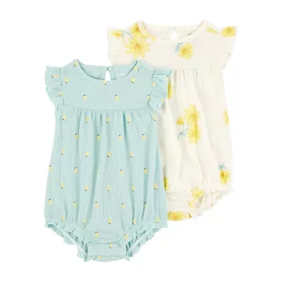 Carter's Baby Girls Round Neck Sleeveless Rib 2-pc. Bodysuit