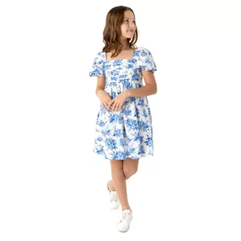 Rare Editions Big Kid Girls Short Sleeve Babydoll Dress