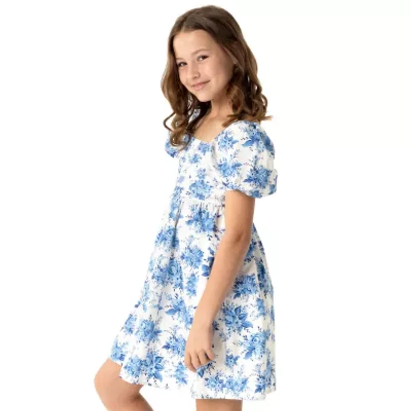 Rare Editions Big Kid Girls Short Sleeve Babydoll Dress