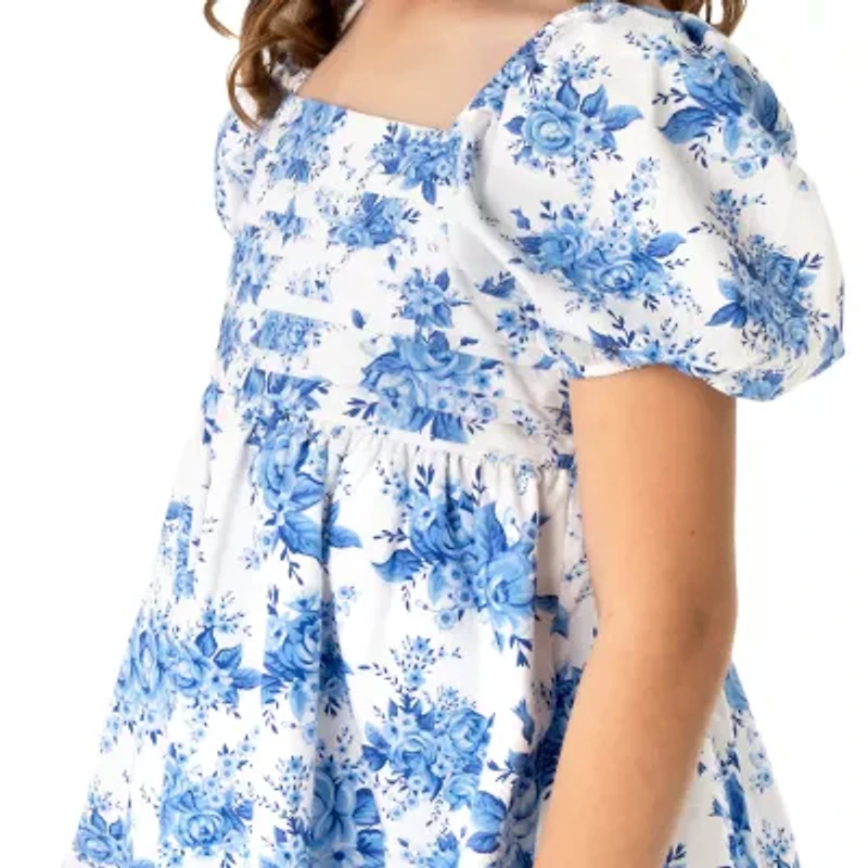 Rare Editions Big Kid Girls Short Sleeve Babydoll Dress