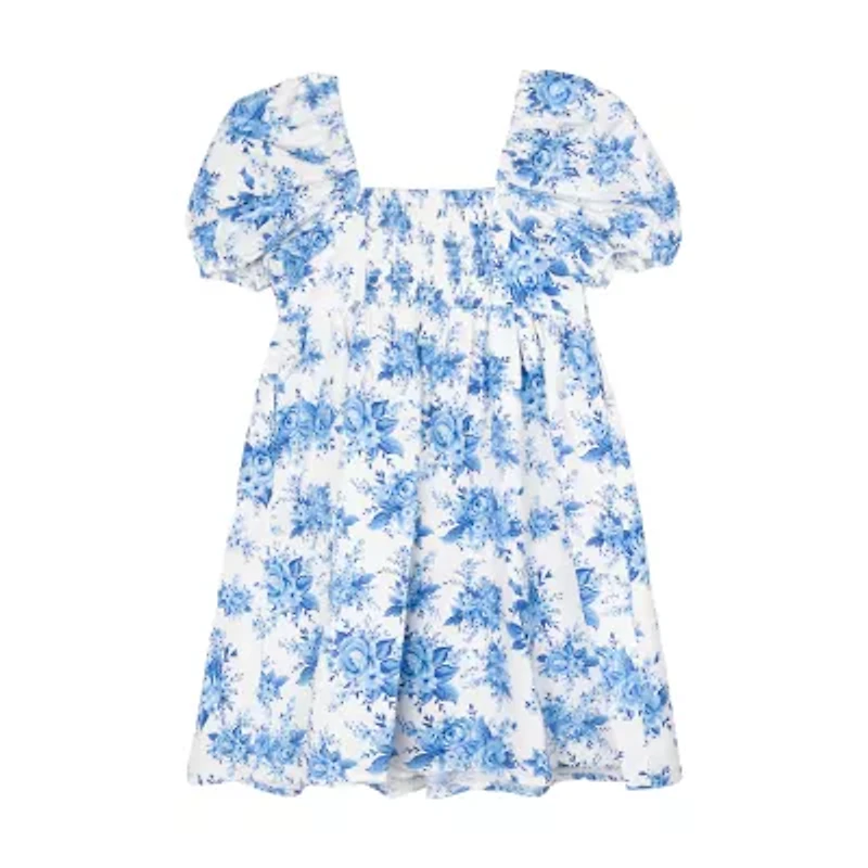 Rare Editions Big Kid Girls Short Sleeve Babydoll Dress
