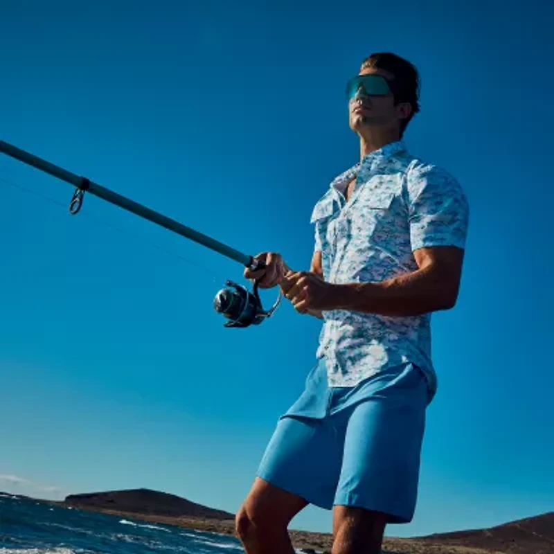 IZOD Sunshield Performance Mens Short Sleeve Regular Fit Stretch Fabric Button-Down Shirt