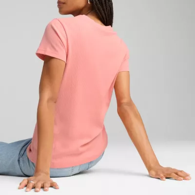 PUMA Womens Crew Neck Short Sleeve Rib T-Shirt