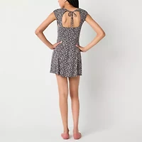 Arizona Womens Juniors Short Sleeve Floral Fit + Flare Dress