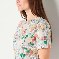 Liz Claiborne Womens Boat Neck Short Sleeve T-Shirt
