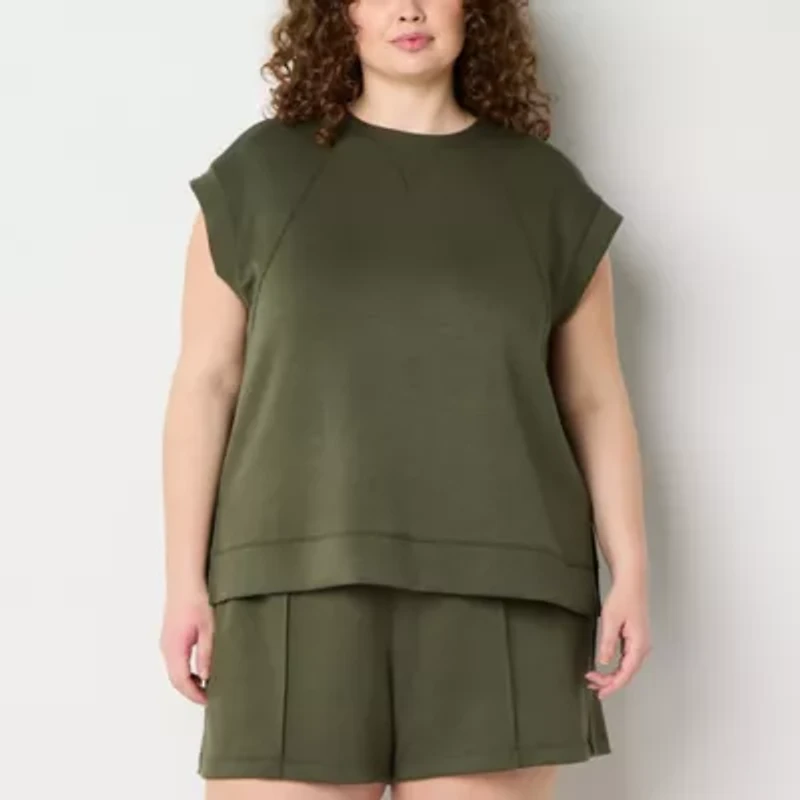 Stylus Womens Crew Neck Short Sleeve Plus T-Shirt