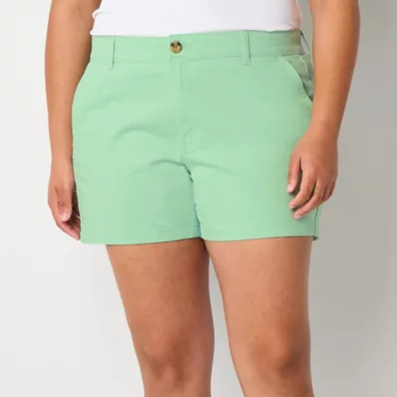a.n.a Womens Plus 4 1/2" Mid Rise Chino Short