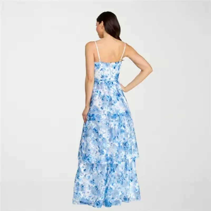 Trixxi Womens Juniors Sleeveless Floral Ball Gown