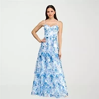 Trixxi Womens Juniors Sleeveless Floral Ball Gown