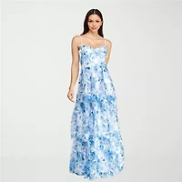 Trixxi Womens Juniors Sleeveless Floral Ball Gown