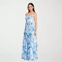 Trixxi Womens Juniors Sleeveless Floral Ball Gown
