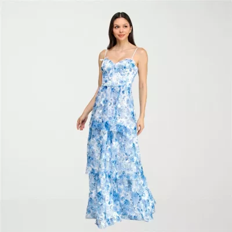 Trixxi Womens Juniors Sleeveless Floral Ball Gown