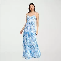 Trixxi Womens Juniors Sleeveless Floral Ball Gown