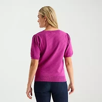 Liz Claiborne Tall Womens Short Sleeve Pullover Sweater