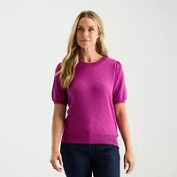 Liz Claiborne Tall Womens Short Sleeve Pullover Sweater