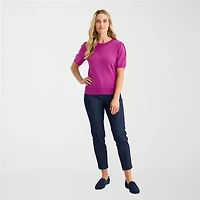 Liz Claiborne Tall Womens Short Sleeve Pullover Sweater