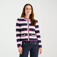 Liz Claiborne Womens Long Sleeve Striped Layered Sweater Tall