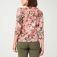 Liz Claiborne Womens Tall Crew Neck 3/4 Sleeve Blouse