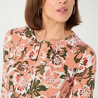 Liz Claiborne Womens Tall Crew Neck 3/4 Sleeve Blouse