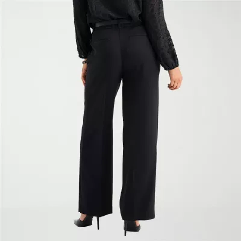 Liz Claiborne Womens Tall Wide Leg Mid Rise Trouser