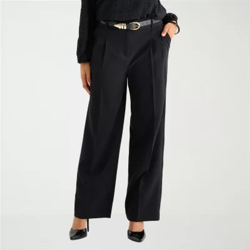 Liz Claiborne Womens Tall Wide Leg Mid Rise Trouser
