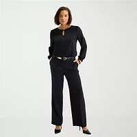 Liz Claiborne Womens Tall Wide Leg Mid Rise Trouser