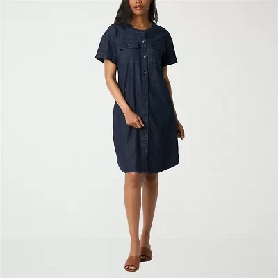 Liz Claiborne Womens Tall Short Sleeve Shirt Dress