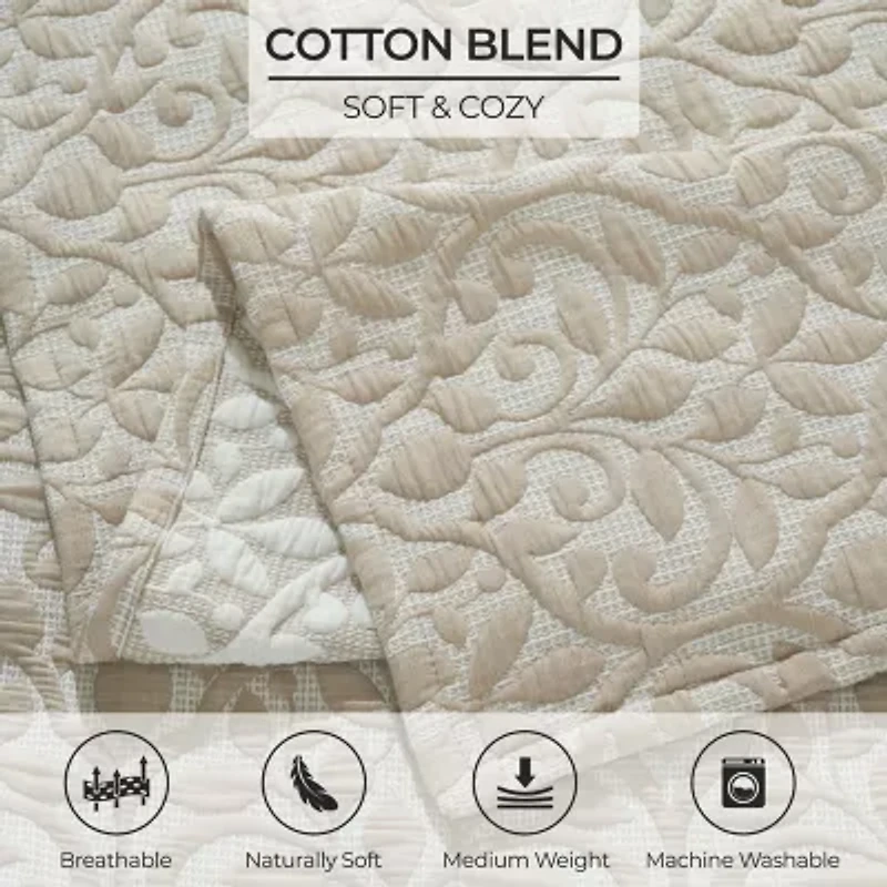 SUPERIOR® Calvert Cotton Lattice Geometric Floral Coverlet