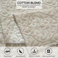 SUPERIOR® Calvert Cotton Lattice Geometric Floral Coverlet