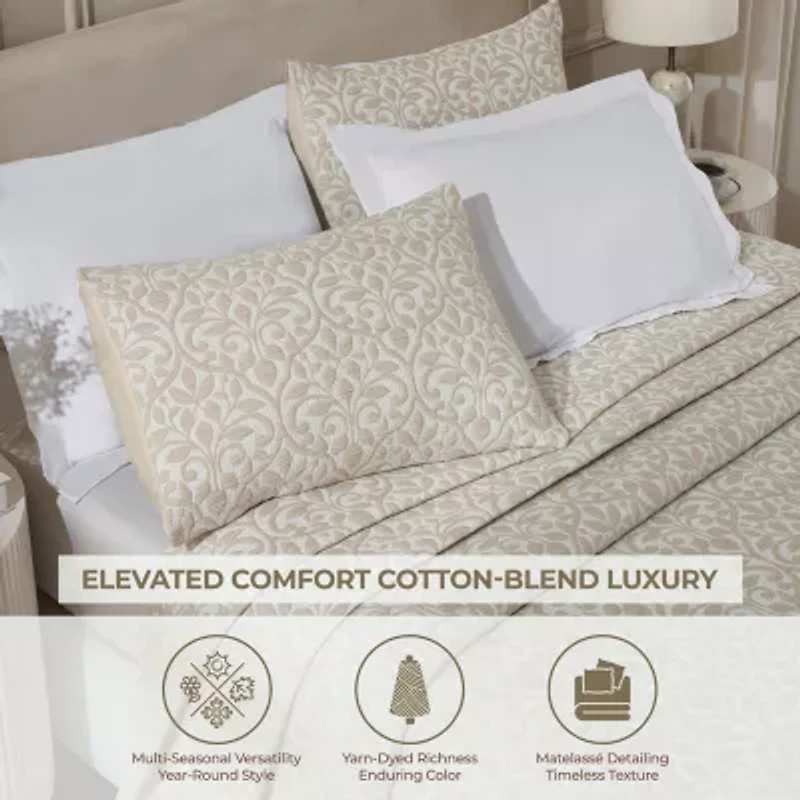 SUPERIOR® Calvert Cotton Lattice Geometric Floral Coverlet