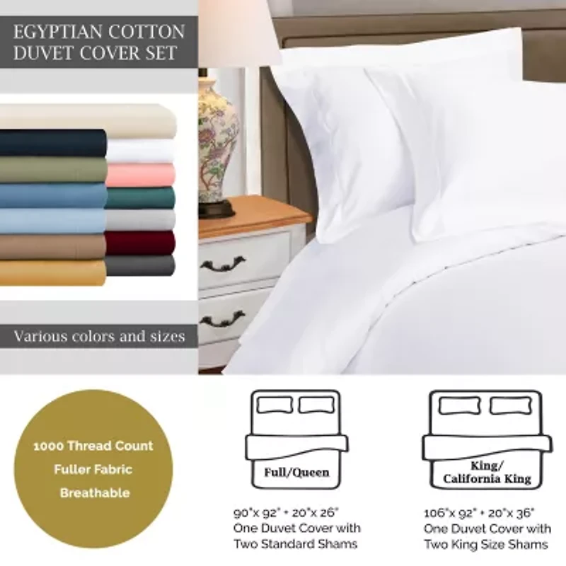 SUPERIOR® Egyptian Cotton 1000tc Luxury Heavyweight Reversible Duvet Cover