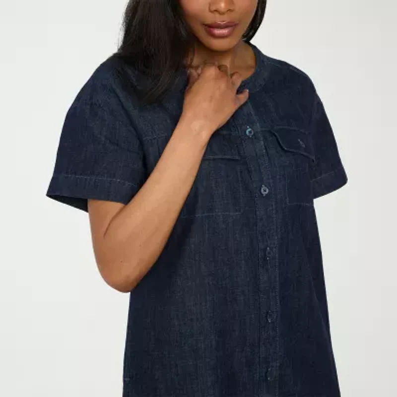 Liz Claiborne Womens Short Sleeve Shirt Dress