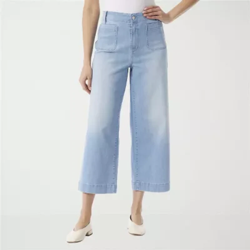 Gloria Vanderbilt Womens Wide Leg High Rise Cropped Pant