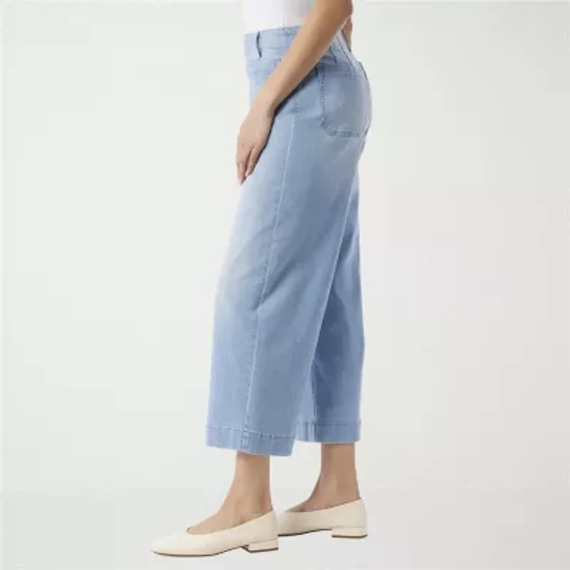 Gloria Vanderbilt Womens Wide Leg High Rise Cropped Pant