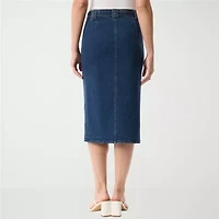 Gloria Vanderbilt No Womens High Rise Midi Denim Skirt