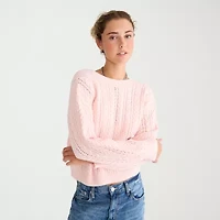 AEROPOSTALE Womens Juniors Round Neck Long Sleeve Open Front Cardigan