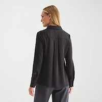 Liz Claiborne Womens Plus Fitted Long Sleeve Regular Fit Button-Down Shirt