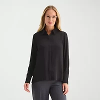 Liz Claiborne Womens Plus Fitted Long Sleeve Regular Fit Button-Down Shirt