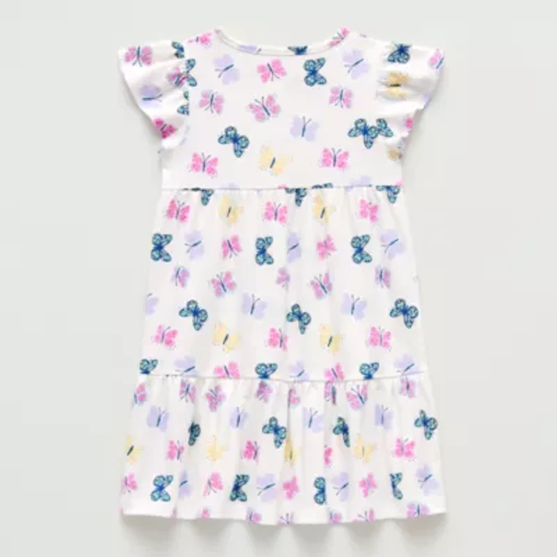 Thereabouts Little Girls Short Sleeve Flutter A-Line Dress