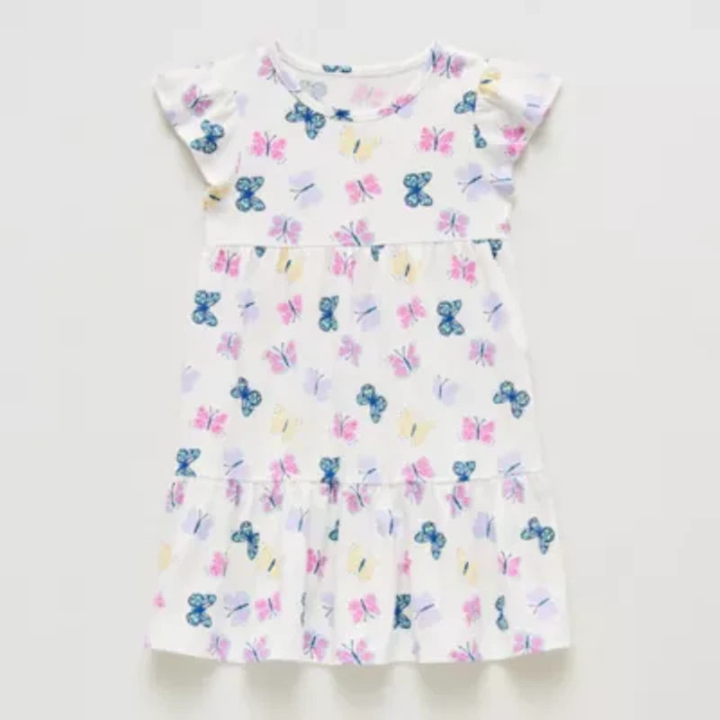 Thereabouts Little Girls Short Sleeve Flutter A-Line Dress
