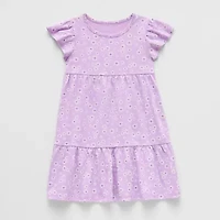 Thereabouts Little Girls Short Sleeve Flutter A-Line Dress