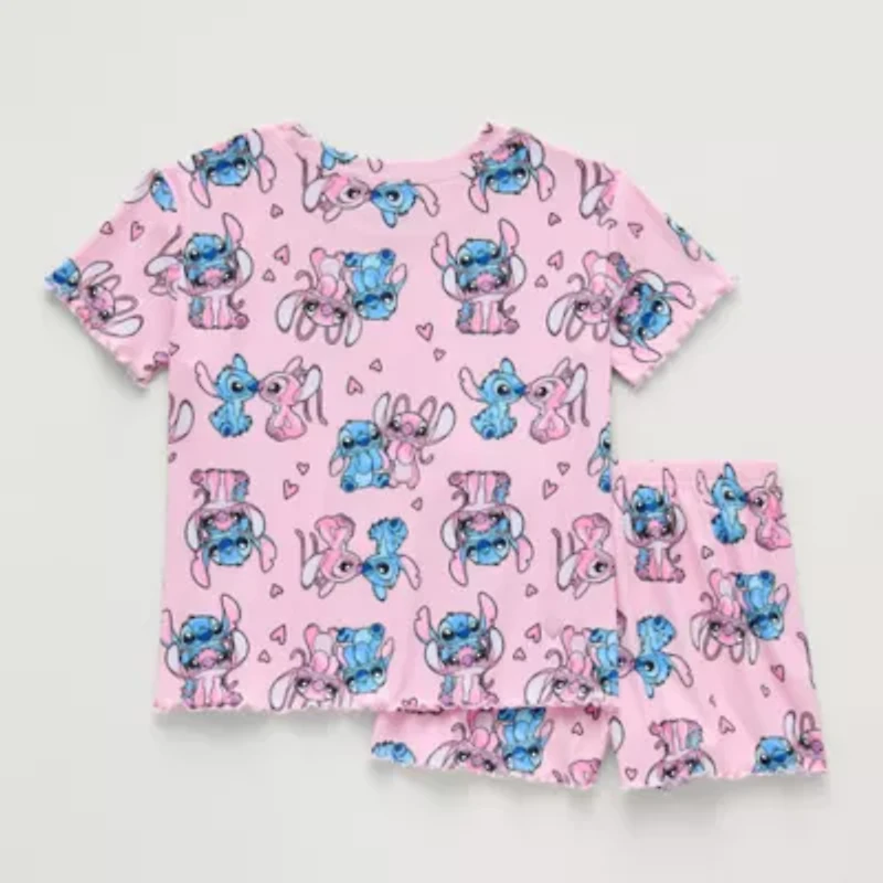 Disney Collection Girls Lilo & Stitch Rib 2-pc. Big Kids Pajama Sets