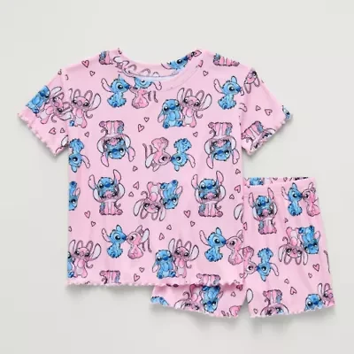 Disney Collection Girls Lilo & Stitch Rib 2-pc. Big Kids Pajama Sets