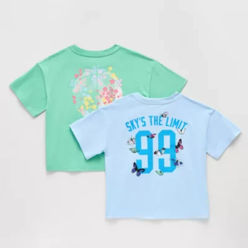 Xersion Little & Big Kid Girls Crew Neck Short Sleeve Relaxed Fit Graphic T-Shirt