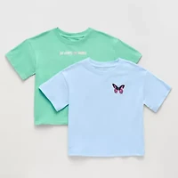 Xersion Little & Big Kid Girls Crew Neck Short Sleeve Relaxed Fit Graphic T-Shirt