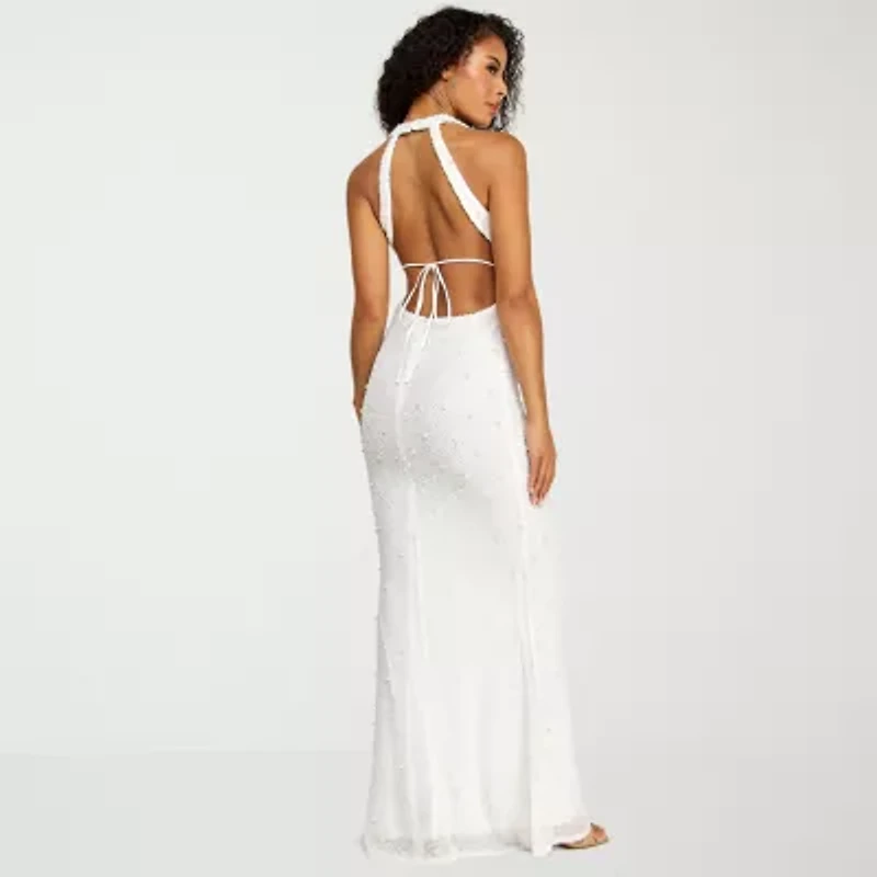 B. Smart Womens Juniors Sleeveless Embellished Pearl Trim Bodycon Dress